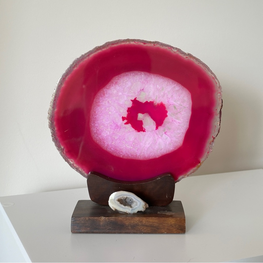 Large Natural Brazilian Agate Slice Stone/Crystal - Pink